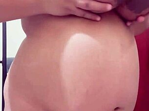 pregnant arab milf teases hairy pussy stripping on webcam