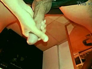 Latino bodybuilder jerks massive cock post gym moan