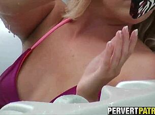 blonde amateur gags on hidden outdoor throat fuck