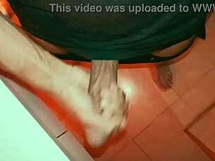 Latino bodybuilder jerks massive cock post gym moan