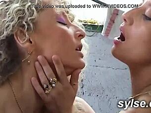 two amateur milfs flash at garage then trio with mechanic