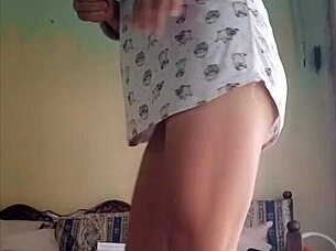 dare you to spot this daring latina housewife's bare pussy under skirt?