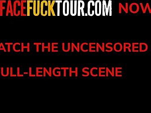 petite euro brunette slut chokes on mature fat cock in face fuck tour