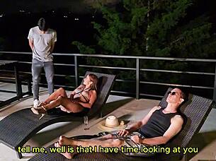 Cheating Wife Fucks Young Waiter While Husband Watches Hotel