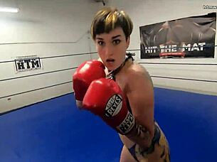 Fighter chick smothers you topless in wild tit attack 💥👊