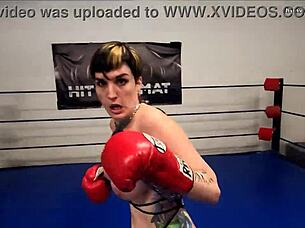 Fighter chick smothers you topless in wild tit attack 💥👊