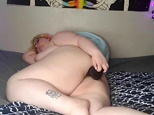 giant dildo stretches fat ass gaping solo amateur