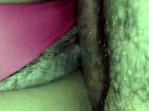 he rubs cock on pussy then fucks her hard for creampie
