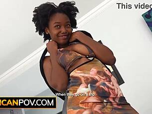 Big tits ebony teen stripped bare then pounded hard at bikini casting.