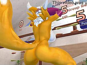 i stretch renamon furry body nsfw workout solo music pumping hard