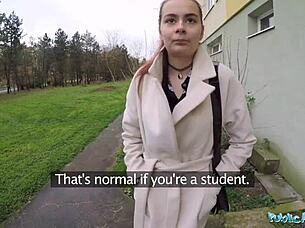 Russian Student Shaven Pussy Fucked Hard In Stairwell Public POV!