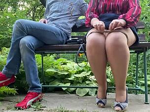 horny mature bbw flashes curvy ass pantyhose secrets outdoors