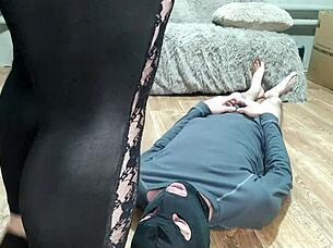 sexy milf in lingerie facesits stepson with dirty talk