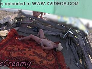 Teacher flashes wet pussy on beach, masturbates for voyeurs in public orgasm frenzy 💦🏖️