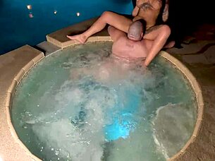 Blonde wife's hot tub cock tease