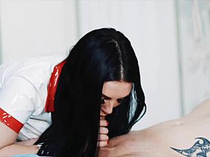 exotic fetish nurse cures huge dick patient's masturbation with mouth and wet cunt