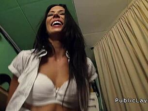 latina waitress pounded hard in public bar pov