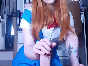 Asuka dominates shinji hard for that sneaky kiss attempt