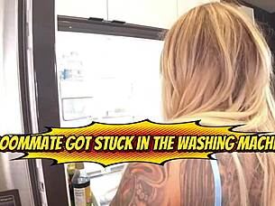 My Big Butt Roommate Stephanie Stuck in Dryer