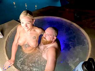 Blonde wife's hot tub cock tease