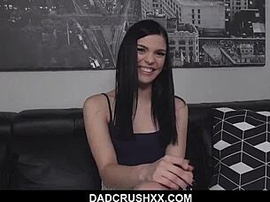 Stunning brunette teen's massive tits tempt total perversion naked and horny