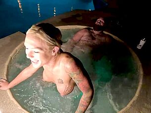 Blonde wife's hot tub cock tease
