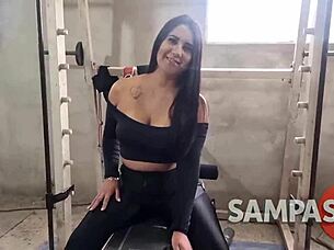 Natty hot hardcore anal gym workout creampie farting