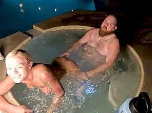 Blonde wife's hot tub cock tease