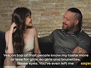 brunette's bald pussy and tattooed bf rim and suck in hd oral frenzy