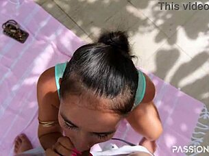 wrong delivery guy gets deepthroat blowjob and public cowgirl ride