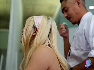 Blonde Busty Chinese Lina Fucked Hard Bent Over Kitchen Counter Doggystyle