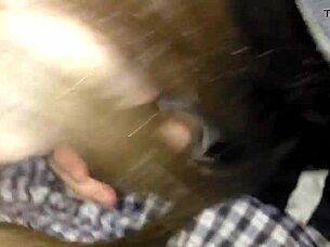 white blonde girlfriend gags on big black cock swallows nut