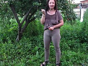 mature milf soaks jeans pissing in public garden fetish