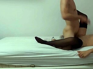 My college roommate and i share passionate missionary creampie moments in lingerie