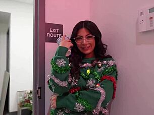 big titty latina coworker moans loud at office christmas fuck party