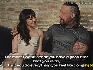 brunette's bald pussy and tattooed bf rim and suck in hd oral frenzy