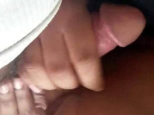 Milf ebony sucks black cock so good in public