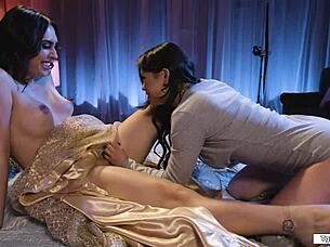 beautiful trans ember fiera sucks asian cock in bed