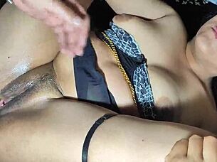 her wet pussy drips after hard anal creampie she eats cum from ass