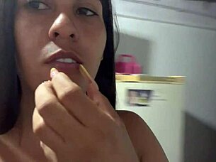 hidden cam catches slut wife horny fingering pussy kitchen fornication