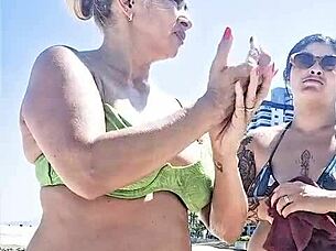 me and my slutty friend fuck hard on the beach for everyone 😈🏖️