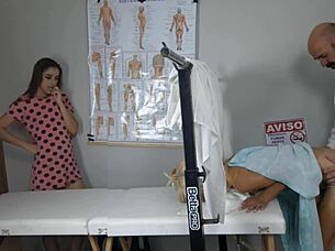 two horny teens visit gyno doc ripping clothes playing wet pussies