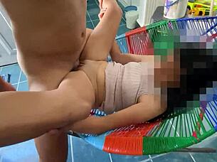 Stepdad gropes my ass but I ride his cock passionately anyway