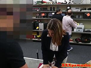 busty office babe trades pussy for cash cum facial 😈💦