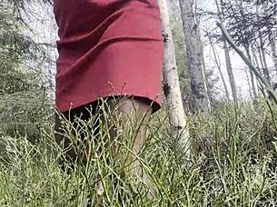 amateur huge cock pounds tight pussy bent over in public forest