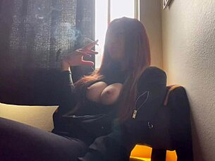 i love smoking while teasing my big juicy italian milf tits
