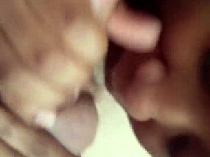 Milf ebony sucks black cock so good in public