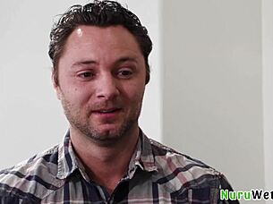 Sexy Brunette Masseuse Delivers Naked Nuru Massage