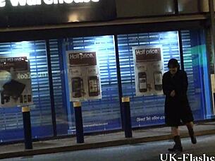 andrea flashes shaved mature pussy nude in birmingham streets wild