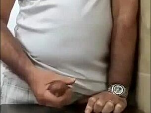 Old Man Carvallini Explodes Massive Cumshot Handjob